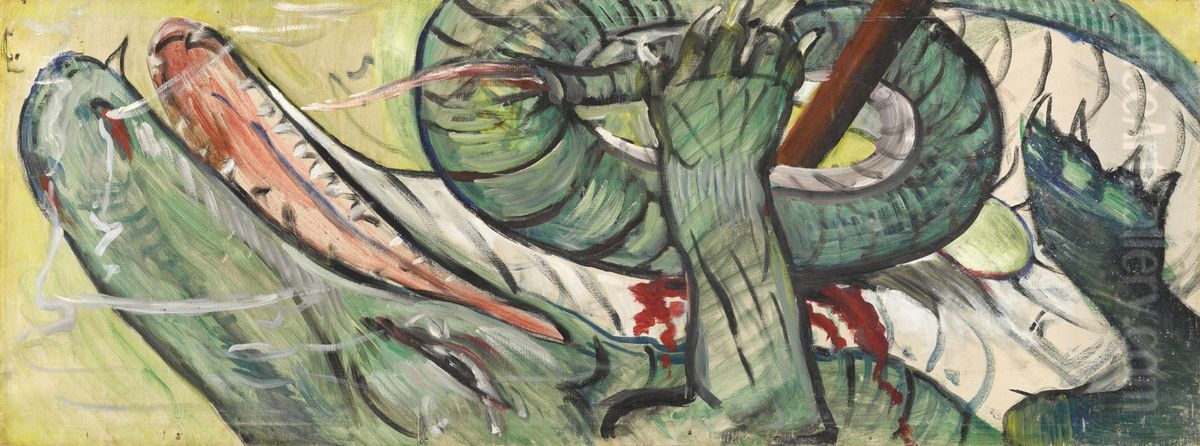 The Slain Dragon Oil Painting by Lovis (Franz Heinrich Louis) Corinth