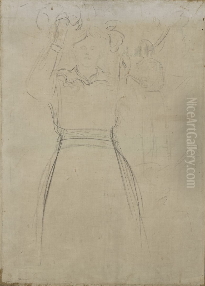 Two Women under a Tree Oil Painting by Edvard Munch