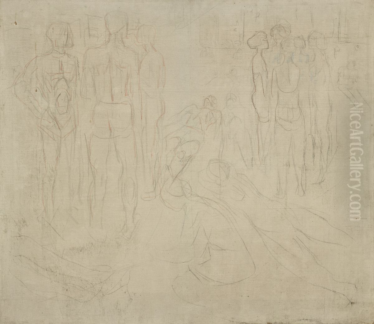 On the Beach Oil Painting by Edvard Munch