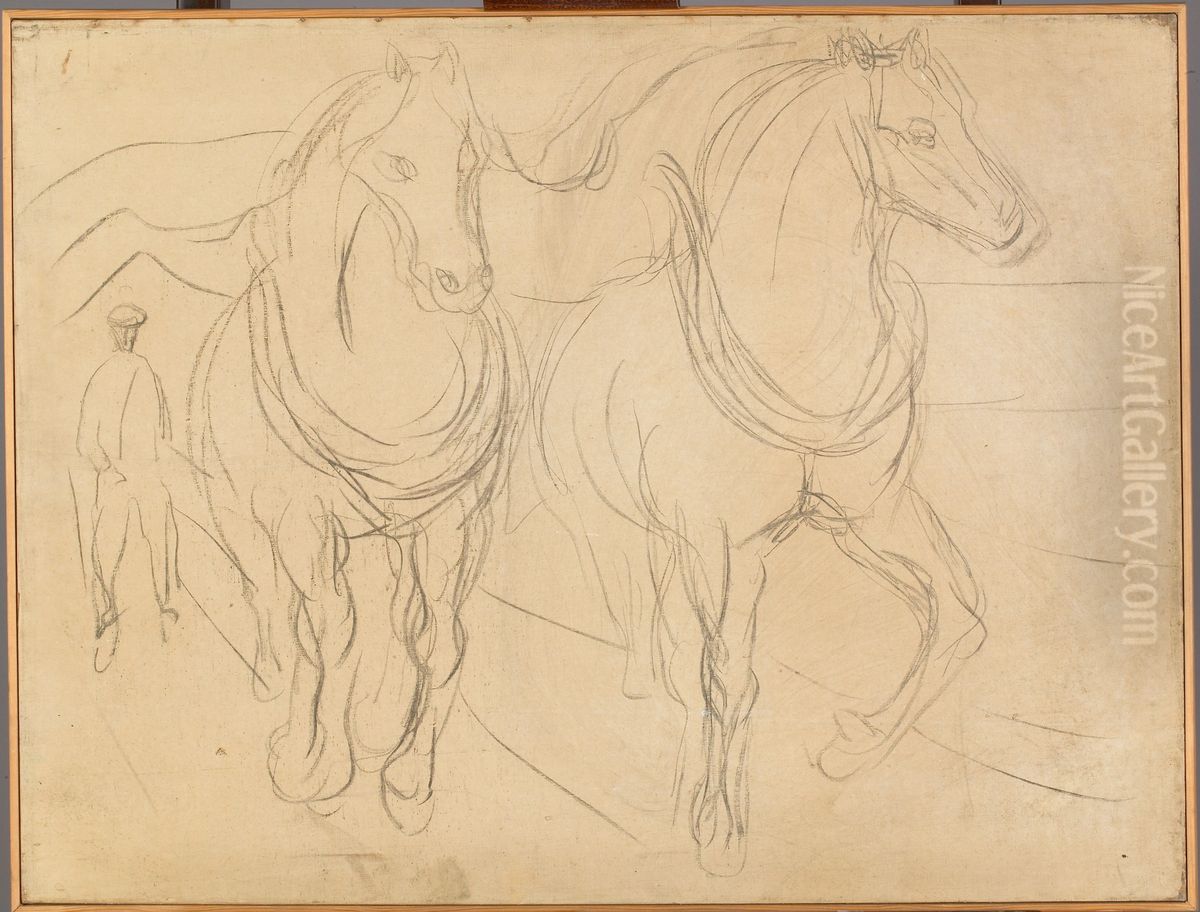 Horse Team Oil Painting by Edvard Munch