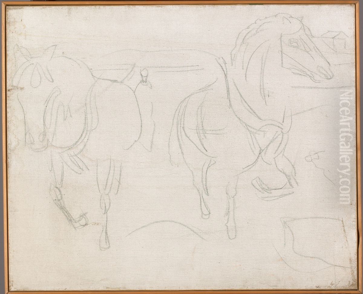 Horse Team Oil Painting by Edvard Munch