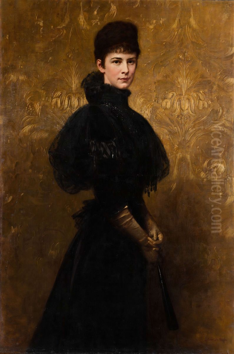 Portrait of Empress Elisabeth Oil Painting by Gyula Benczur
