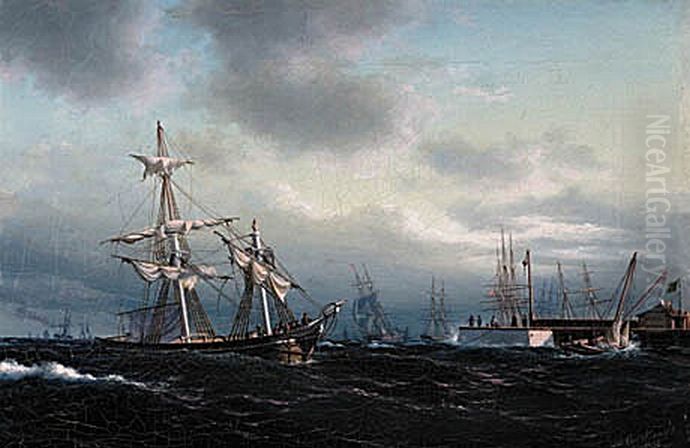 Ud for Helsingor Havn. Oil Painting by Carl Baagoe