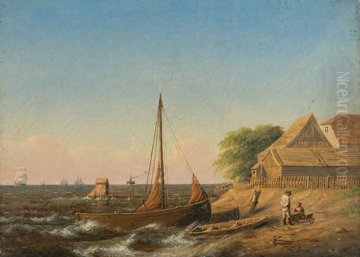 The coast at Laboe, Kiel Fjord. Oil Painting by Carl Baagoe