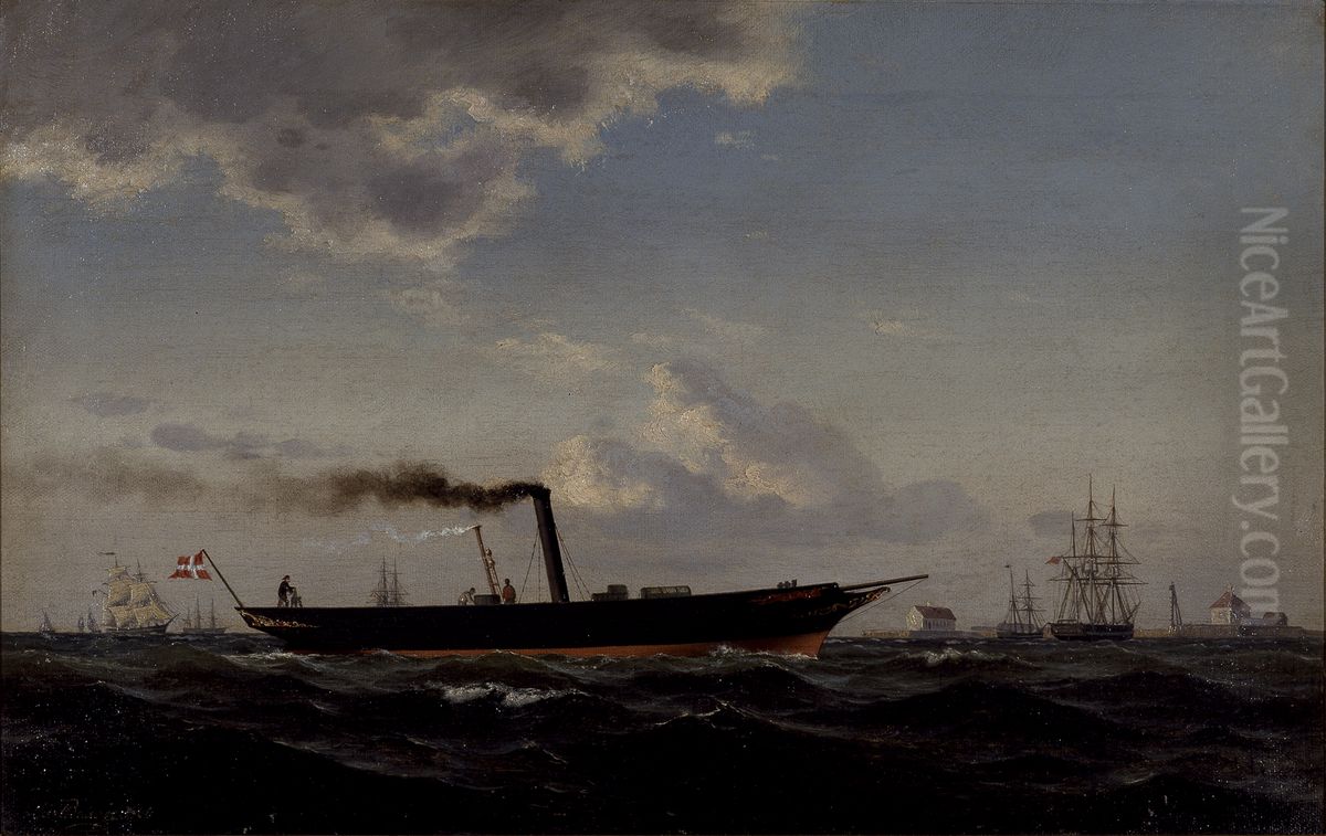 The tugboat and passenger vessel El Ole. Oil Painting by Carl Baagoe