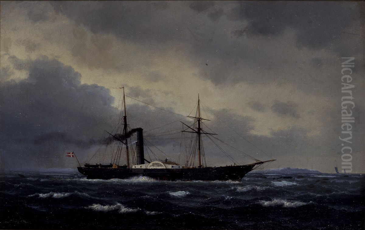 The paddle wheeler Eideren. Oil Painting by Carl Baagoe