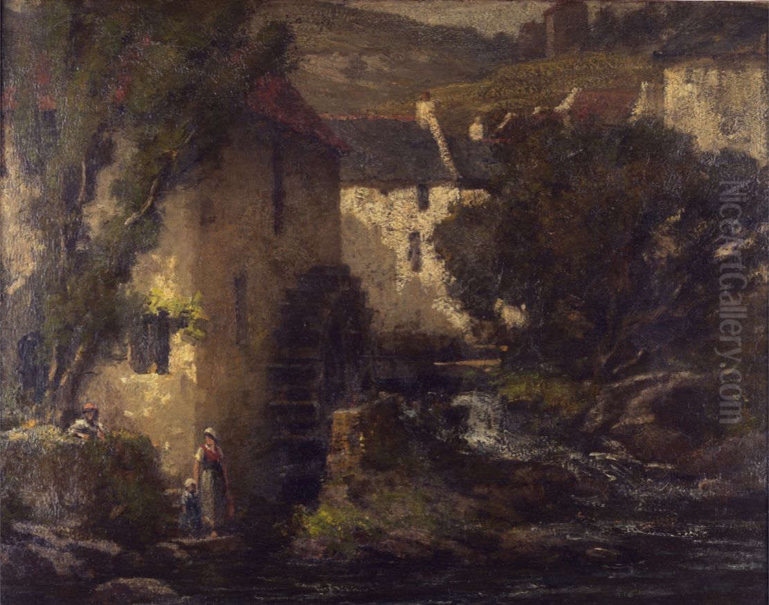 Le Moulin a eau Oil Painting by Gustave Courbet