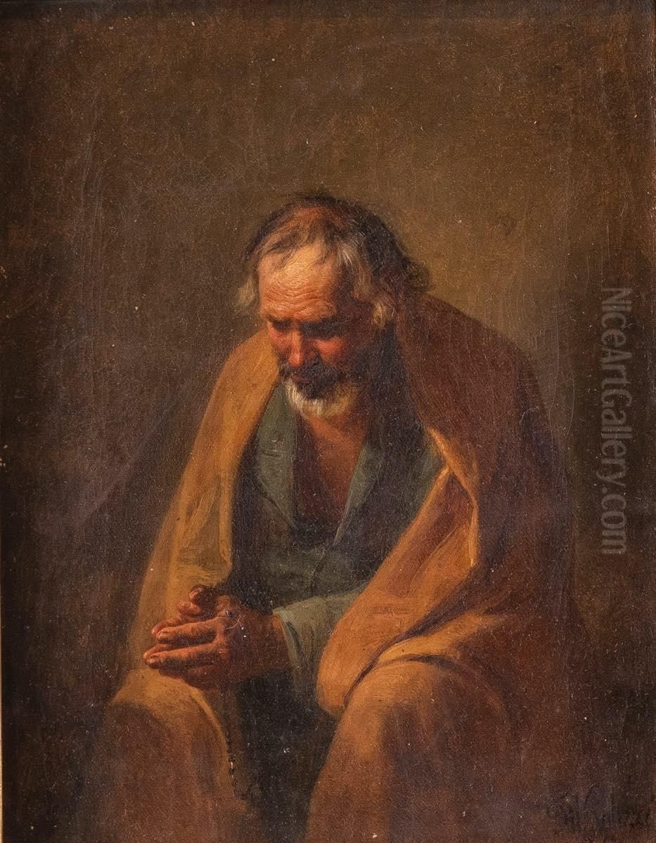 Saint in prayer Oil Painting by Filippo Palizzi