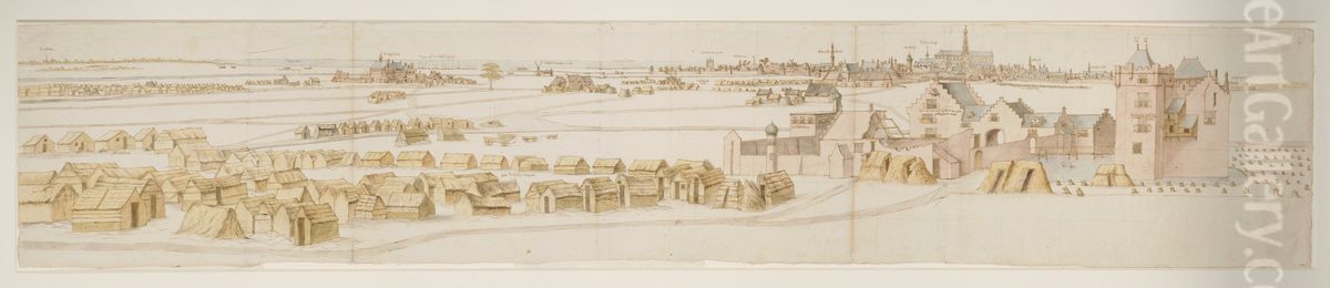 View of Huis ter Kleef during the Siege of Haarlem, circa 1580 Oil Painting by Thomas Thomasz