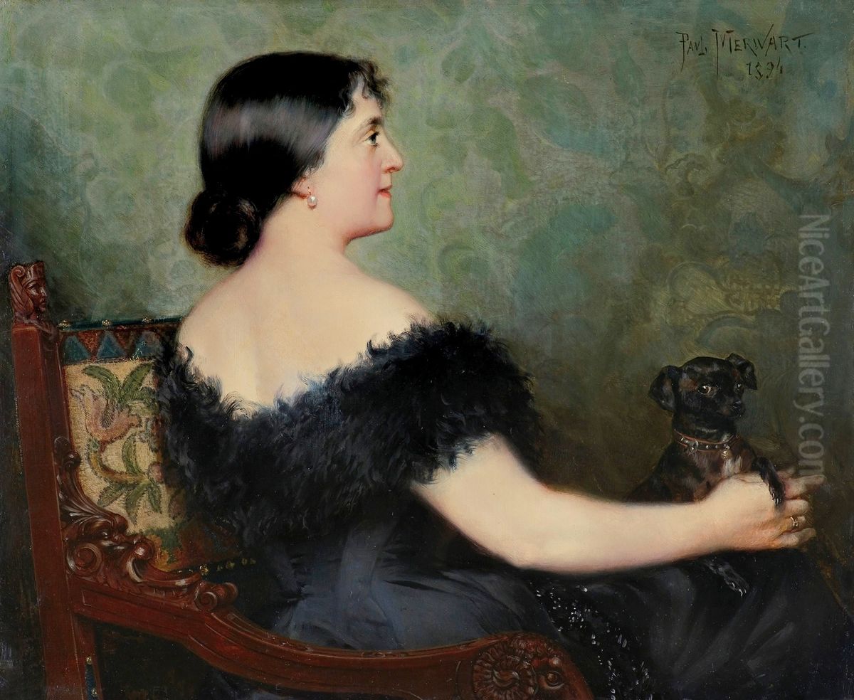 Dama z pieskiem Oil Painting by Paul Merwart