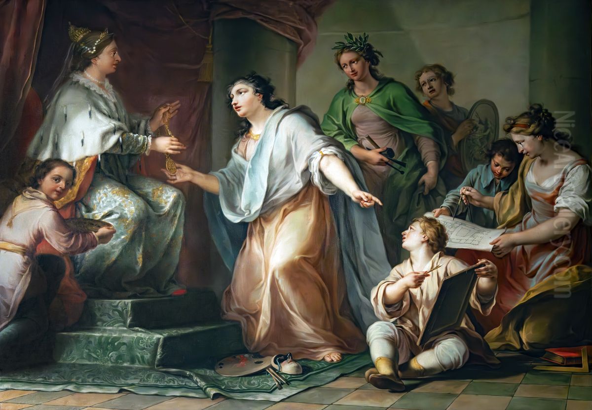 Venice rewards the Fine Arts Oil Painting by Michelangelo Morlaiter