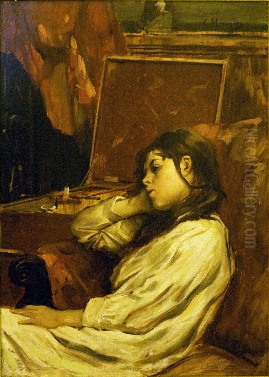 Jeanne Meunier Oil Painting by Constantin Meunier