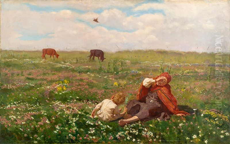 The first Lark Oil Painting by Jozef Chelmonski