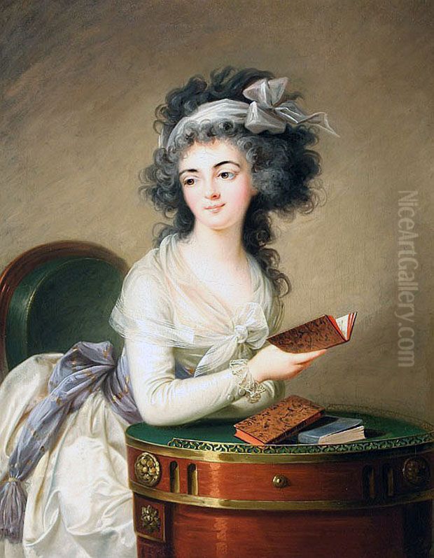 Portrait of a lady Reading Oil Painting by Elisabeth Louise Vigee Le Brun