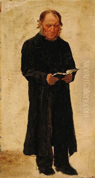 A sexton with a songbook Oil Painting by Carl Ludwig Jessen