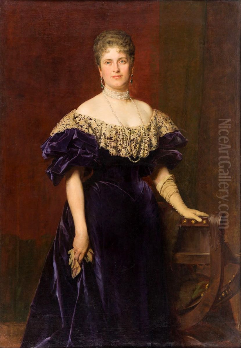 Portrait of Princess Maria Josepha of Saxony (1867-1944) Oil Painting by Kazimierz Pochwalski