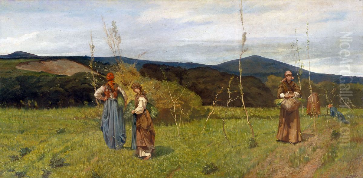 Le macchiaiole. Adiacenze livornesi presso Antignano Oil Painting by Giovanni Fattori