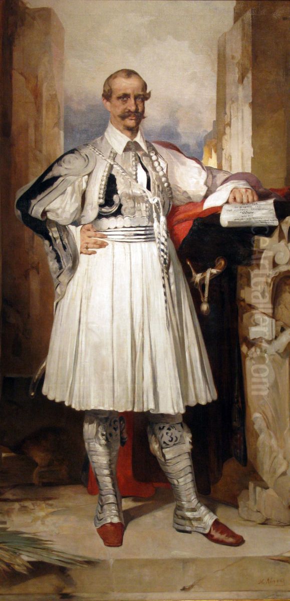 Otto, King of Greece with the Decree Founding the National Bank of Greece Oil Painting by Nikiforos Lytras