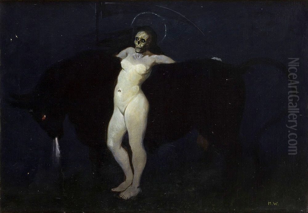 Smierc kazdego ulagodzi Oil Painting by Marian Wawrzeniecki