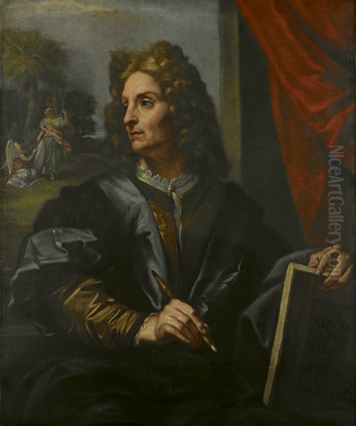 Self-portrait Oil Painting by Carlo Maratta or Maratti