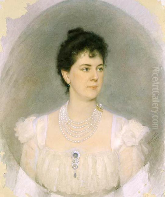 Portrait of the educator, collector and artist Princess Maria Tenisheva (1858-1928 Oil Painting by Aleksandr Petrovic Sokolov