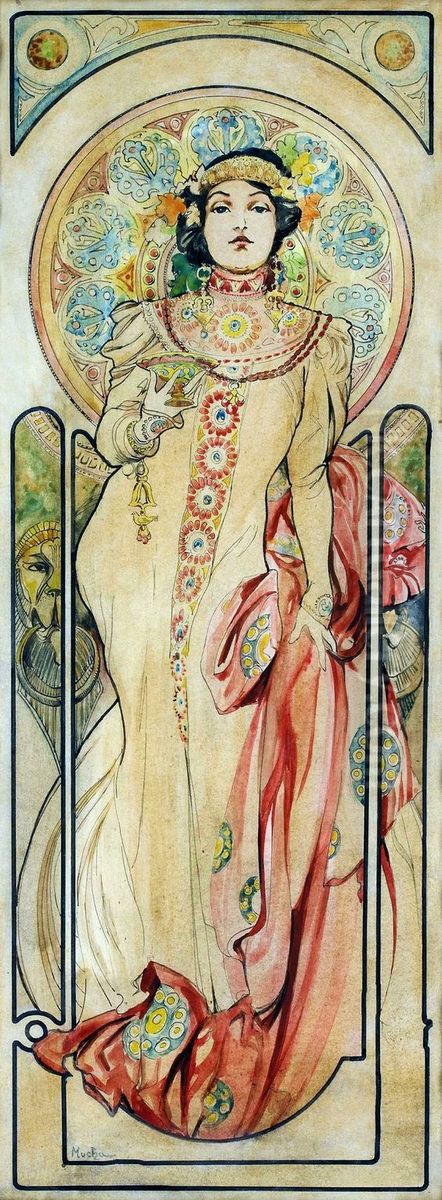 Poster design for Moet et Chandon champagne. Oil Painting by Alphonse Mucha