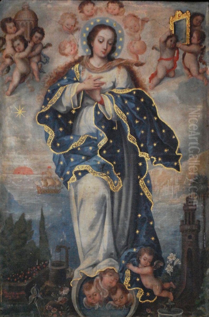 Virgin Mary Oil Painting by Unidentified painter