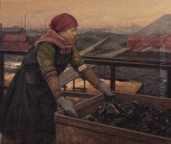 Mine trolley worker Oil Painting by Aime Stevens