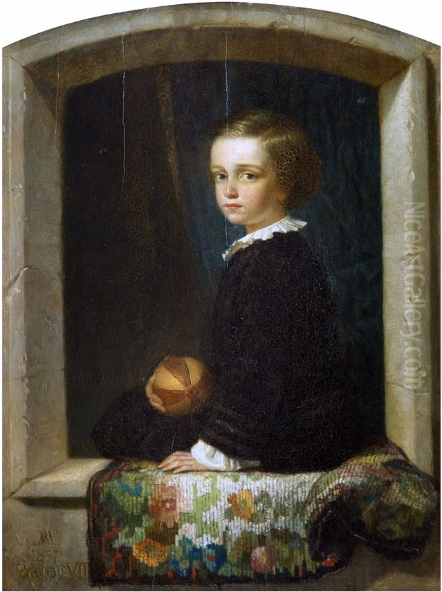 Portret syna Leona w wieku 7 lat Oil Painting by Andrzej Jerzy Mniszech