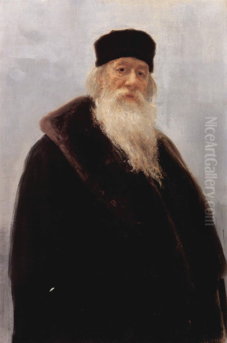 Portrait of Vladimir Vasilievich Stasov, Russian art historian   and  music critic Oil Painting by Repin Iliya