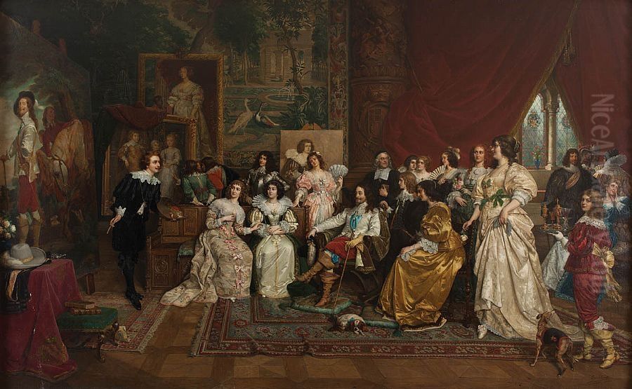 Anthony Van Dyck at the court of Charles Oil Painting by Eugene Siberdt