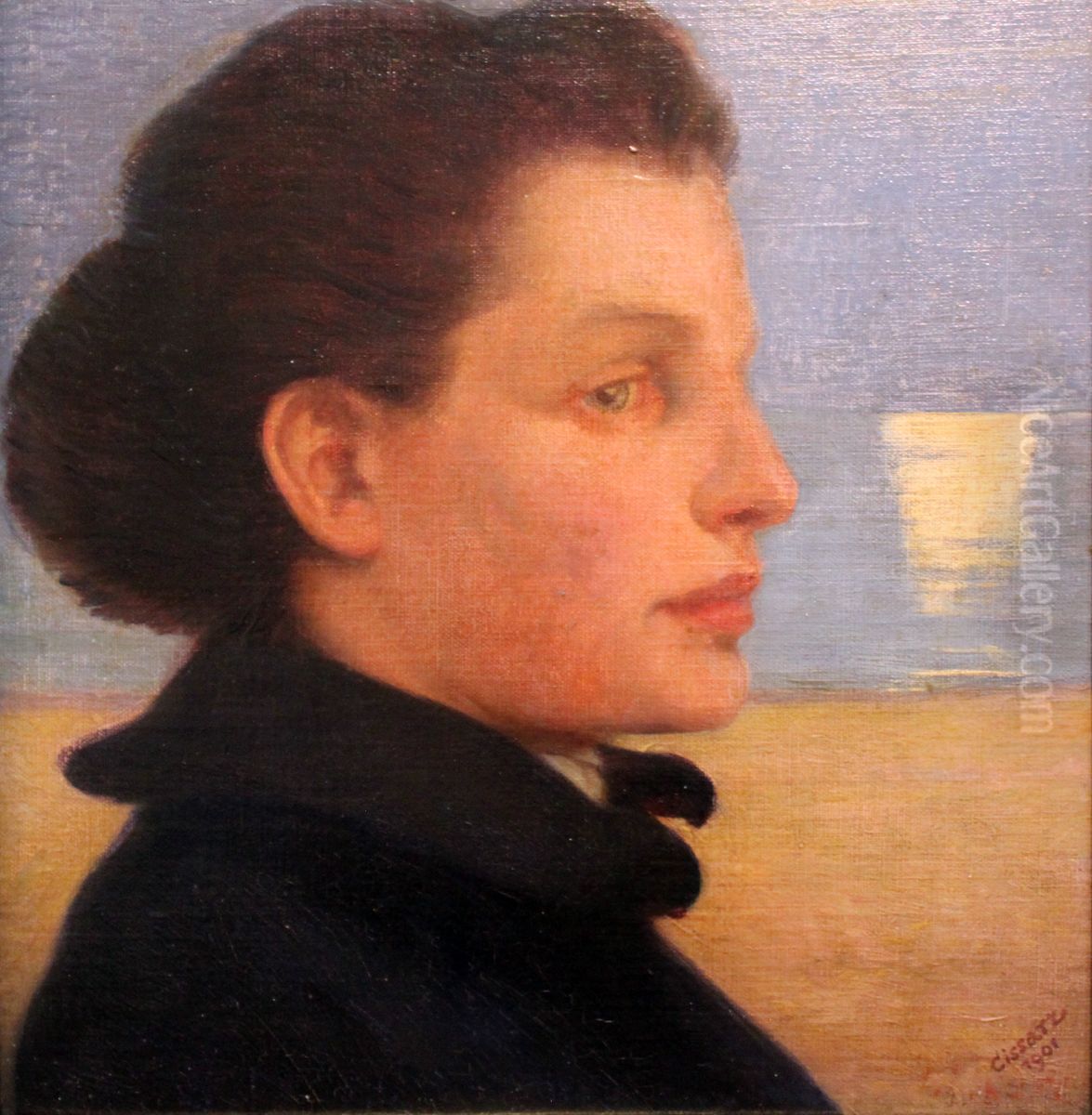 Portait of a Woman by the Sea Oil Painting by Johann Vincenz Cissarz