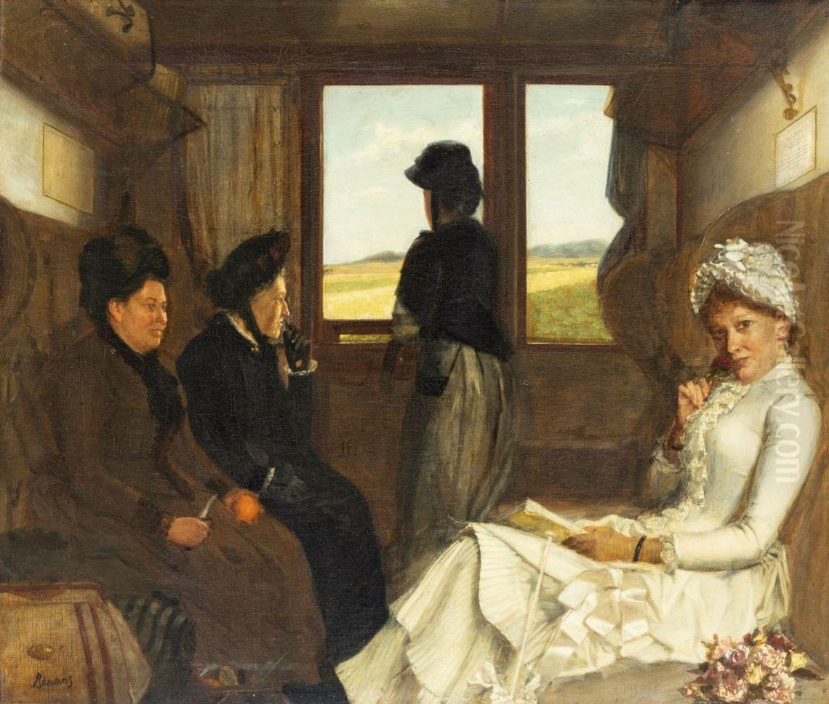 On the train to Paris Oil Painting by Agapit Stevens