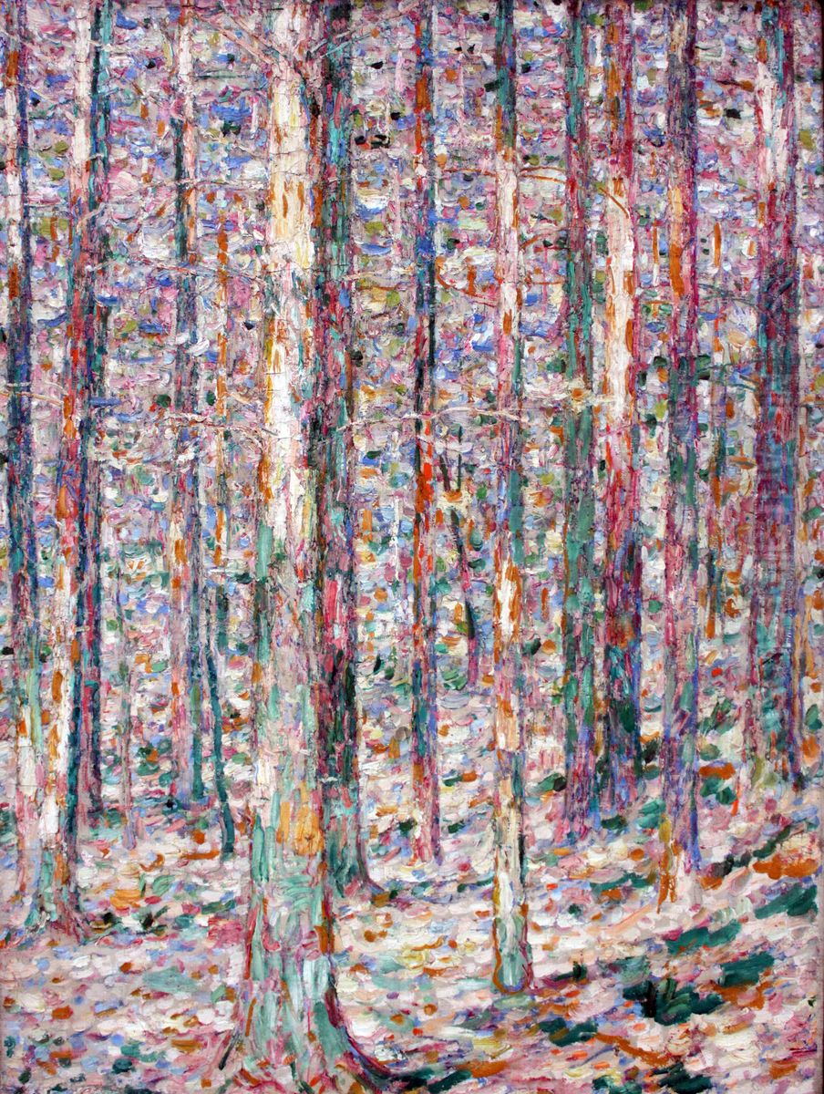 Trunks of Pines in Sunlight Oil Painting by Christian Rohlfs