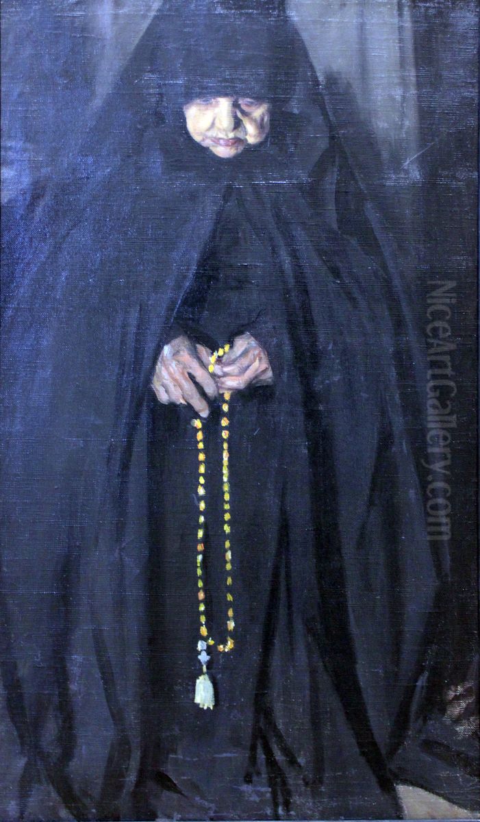Old nun Oil Painting by Boris Kustodiev