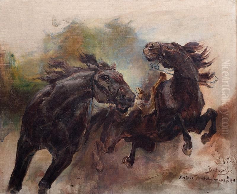 Studium do ataku husarii Oil Painting by Stanislaw Kaczor-Batowski