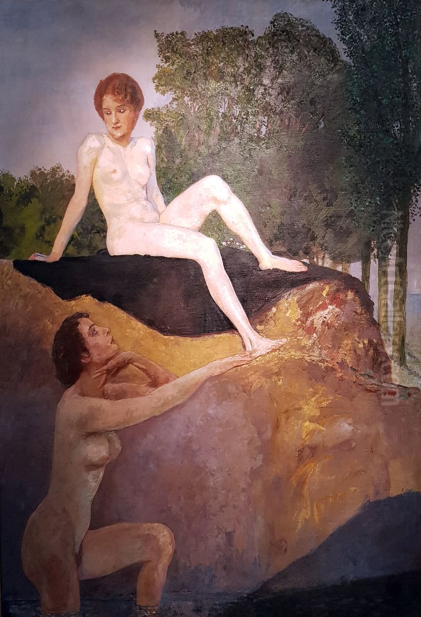 Bathers Oil Painting by Max Klinger