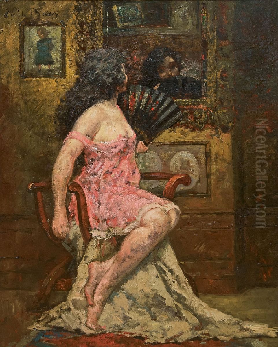The Spanish fan Oil Painting by Emile Baes