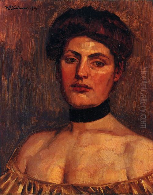 Dame mit schwarzem Halsband Oil Painting by Wilhelm Heinrich Trutbner