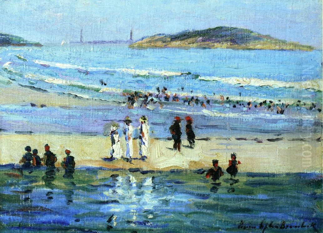 Bathers Along the Shore Oil Painting by Louise Upton Brumback