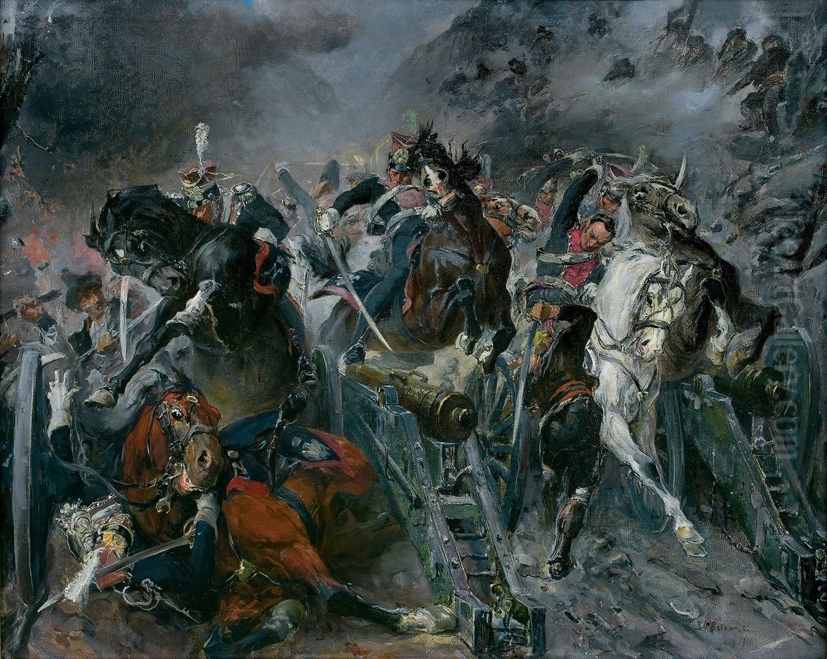 Somosierra Oil Painting by Stanislaw Kaczor-Batowski