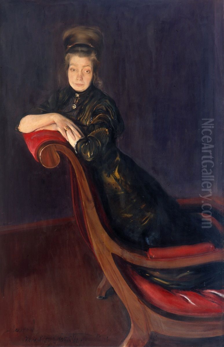 Portret zony artysty Oil Painting by Konrad Krzyzanowski