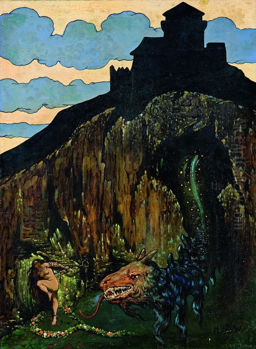 Smok podwawelski Oil Painting by Marian Wawrzeniecki