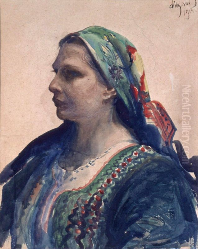 Kobieta w stroju krakowskim. (Kobieta w krakowskim gorsecie) Oil Painting by Leon Wyczolkowski