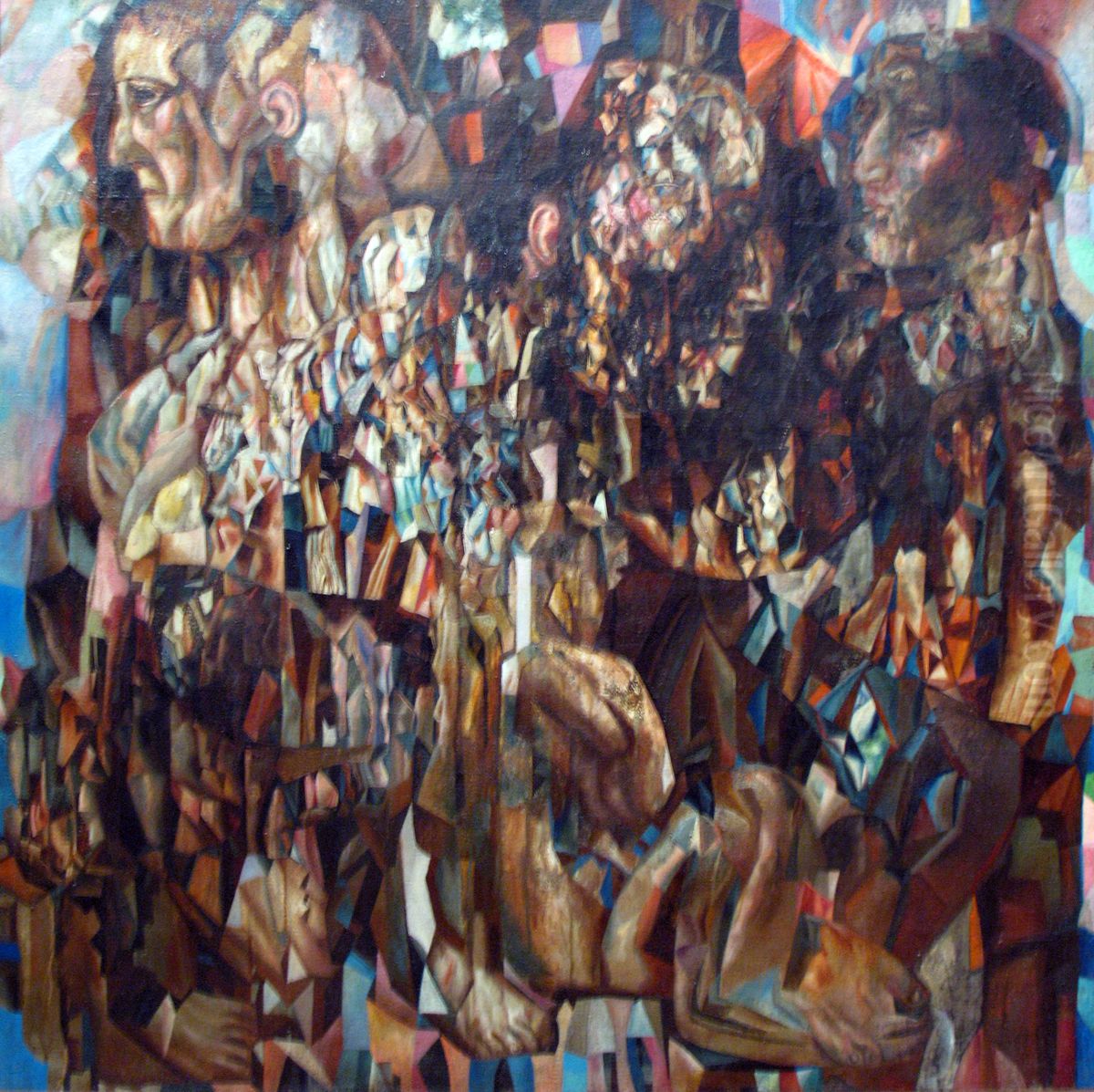 Composition. Faces. Oil Painting by Pavel Filonov