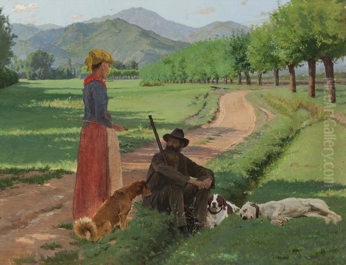 The hunter's rest Oil Painting by Giovanni Battista Quadrone