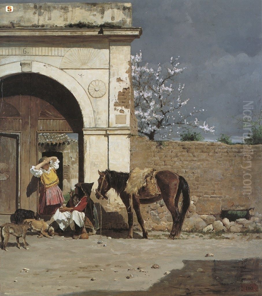 A stopover in Sardinia Oil Painting by Giovanni Battista Quadrone