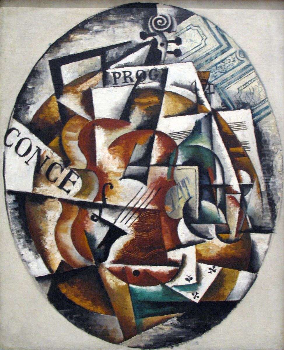 The violin Oil Painting by Lyubov' Popova