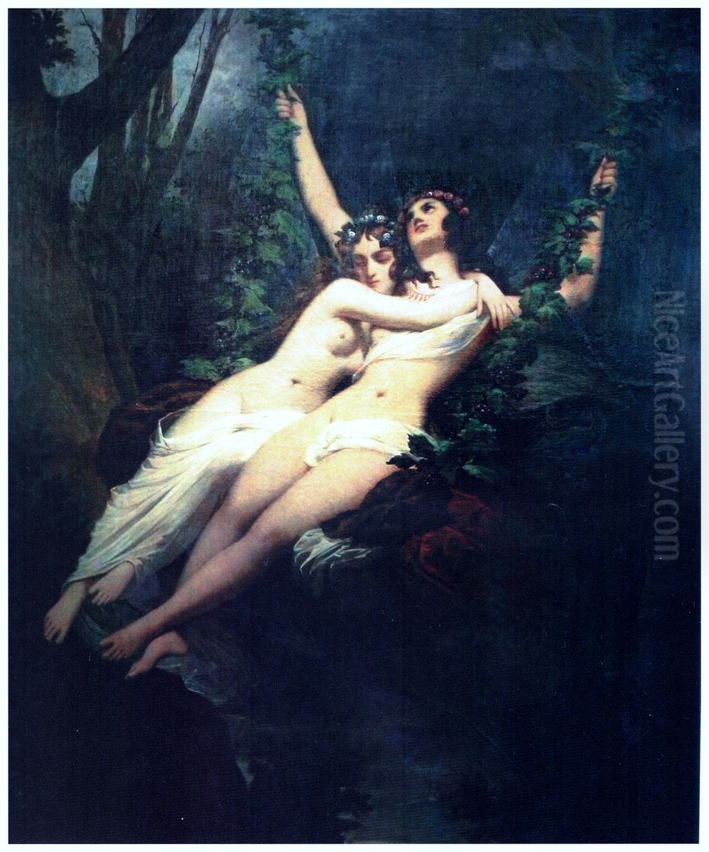 L'escarpolette Oil Painting by Raymond Monvoisin