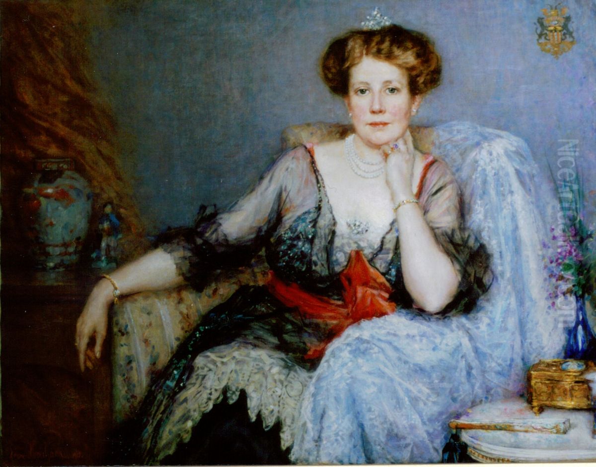 Portrait of Caroline Henriette Pauline Dunlop Oil Painting by Leon Houbaer